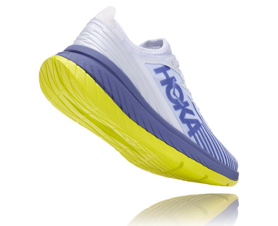 Hoka One One Running Shoes Mens White/Blue - Carbon X-SPE - 49765BYHW